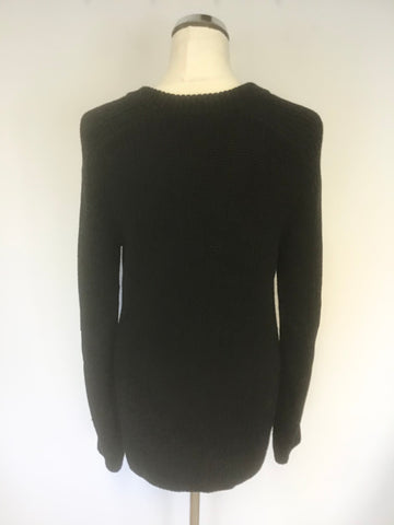 DESIGNER RAG & BONE BLACK ‘GREER ARMY’ COTTON BLEND JUMPER SIZE M