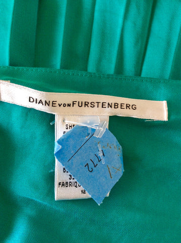 DIANE VON FURSTENBERG GREEN PLEATED GRECIAN STYLE LONG EVENING DRESS SIZE 12