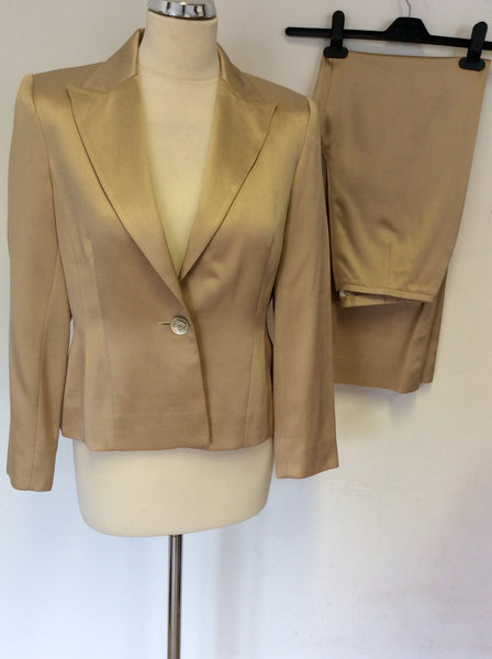 MINOSA PETITE GOLD JACKET & TROUSER SUIT SIZE 8/10