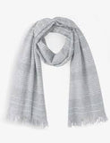BRAND NEW THE WHITE COMPANY GREY STRIPED MERINO WOOL SCARF