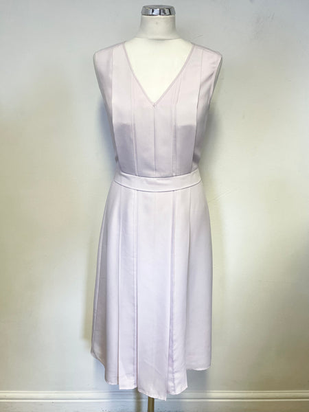 BRAND NEW JAEGER PALE LILAC PLEATED TRIM FIT & FLARE DRESS SIZE 8