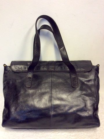 MARKS & SPENCER BLACK LEATHER SATCHEL/ SHOULDER BAG