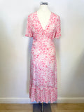 LILY AND LIONEL ‘SAGE’ PINK BLOSSOM SHORT SLEEVE MAXI DRESS SIZE XS UK 8/10