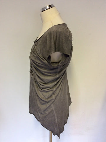 ALL SAINTS GREY PLEATED TILLY TEE TOP SIZE 6