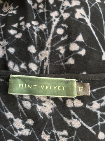 MINT VELVET BLACK & BEIGE PRINT SLEEVELESS DRESS SIZE 12