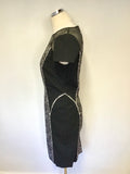 PER UNA BLACK & WHITE PRINT PANEL CAP SLEEVE PENCIL DRESS SIZE 10