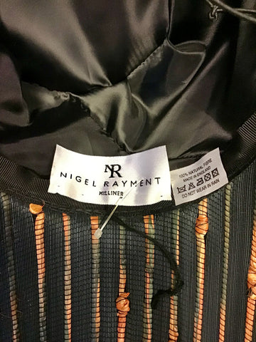 NIGEL RAYMENT BLACK & ORANGE  WEAVE FORMAL HAT ONE SIZE