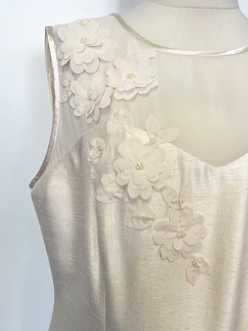 JACQUES VERT IVORY EMBELLISHED SLEEVELESS SPECIAL OCCASION DRESS SIZE 16