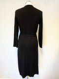 SANDWICH BLACK STRETCH JERSEY 3/4 SLEEVE WRAP DRESS SIZE S