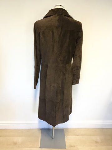 PHASE EIGHT BROWN SUEDE KNEE LENGTH COAT SIZE 12