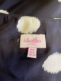 WHISTLES BLACK & CREAM SPOT SILK SHORT SLEEVE TEA DRESS SIZE 8