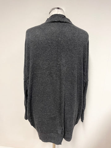 MINT VELVET CHARCOAL GREY RELAXED FIT BUTTON CUFF LONG SLEEVE JUMPER SIZE M