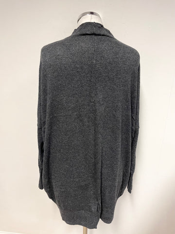 MINT VELVET CHARCOAL GREY RELAXED FIT BUTTON CUFF LONG SLEEVE JUMPER SIZE M
