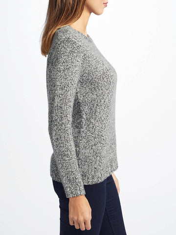 JOHN LEWIS WEEKEND COLLECTION BLACK & WHITE WEAVE 100% DONEGAL CASHMERE JUMPER SIZE 14