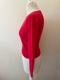 PURE COLLECTION RED 100% CASHMERE LONG SLEEVE SHORT JUMPER SIZE 10