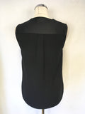 LK BENNETT BLACK SLEEVELESS SILKY PANEL SLEEVELESS TOP SIZE 10