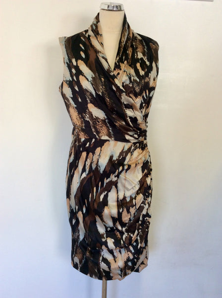 MINT VELVET MULTI COLOURED WRAP ACROSS COTTON DRESS SIZE 16