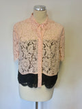 WHISTLES PINK & NAVY BLUE LACE SHORT SLEEVE COLLARED TOP SIZE 12