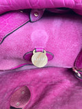 MULBERRY TILLIE DARK PINK LEATHER DRAWSTRING CLOSURE TOTE BAG