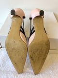 JACQUES VERT PALE PINK & BROWN LEATHER TRIM HEELS SIZE 6/39