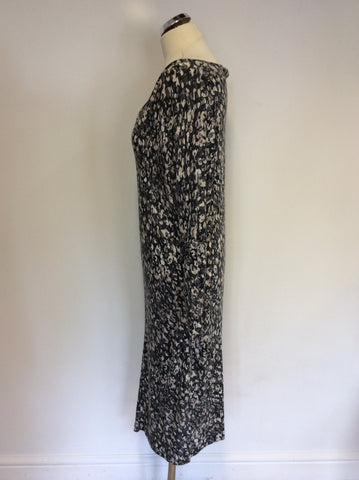 JIGSAW DARK GREY PRINT STRETCH JERSEY DRESS SIZE M