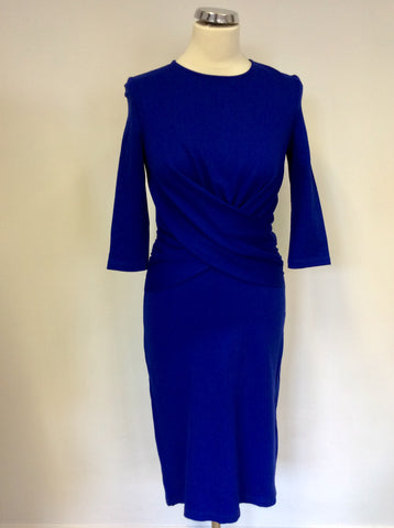 HOBBS BLUE STRETCH PENCIL DRESS SIZE 10
