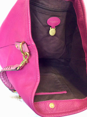 MULBERRY FUSHIA PINK LEATHER OVERSIZE EFFIE HOBO BAG & MATCHING PURSE