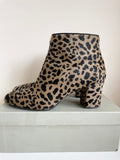 HOBBS DARK BROWN & CAMEL PONYSKIN LEOPARD PRINT HEELED ANKLE BOOTS SIZE 6/39