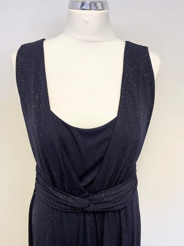 PHASE EIGHT MIDNIGHT BLUE SPARKLY SLEEVELESS LONG EVENING DRESS SIZE 14