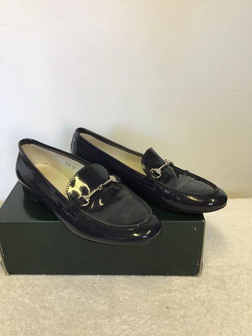 RUSSELL & BROMLEY NAVY BIUE PATENT LEATHER LOAFERS SIZE 4/37