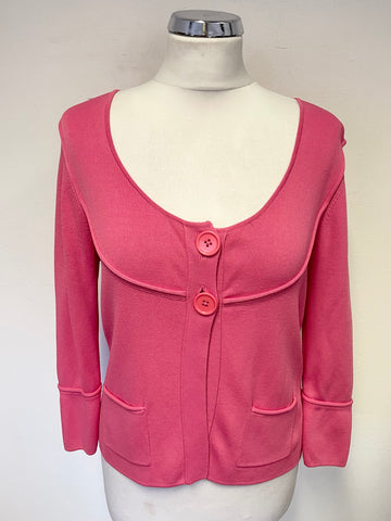 BETTY BARCLAY PINK SCOOP NECKLINE 3/4 SLEEVED CARDIGAN SIZE 10