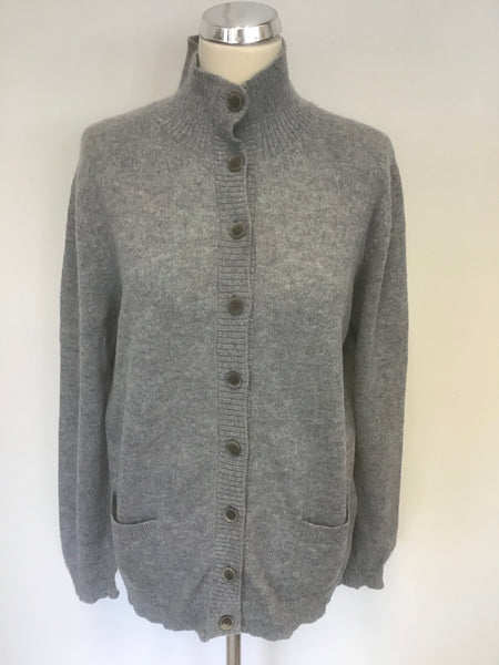 PERUVIAN CONNECTION GREY 100% ROYAL ALPACA LONG SLEEVE CARDIGAN SIZE L