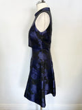 COAST BLACK & MIDNIGHT BLUE FLORAL PRINT SLEEVELESS SPECIAL OCCASION DRESS SIZE 8
