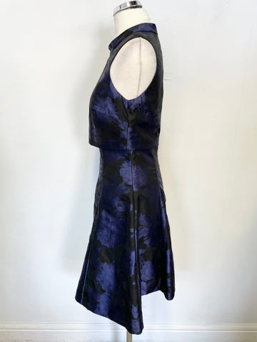 COAST BLACK & MIDNIGHT BLUE FLORAL PRINT SLEEVELESS SPECIAL OCCASION DRESS SIZE 8
