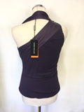 BRAND NEW KAREN MILLEN PURPLE ASYMMETRIC NECKLINE SLEEVELESS TOP SIZE 10
