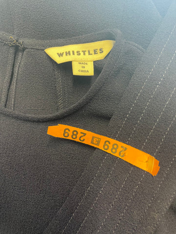 WHISTLES NAVY BLUE SHORT SLEEVED BELTED FIT & FLARE DRESS SIZE 8