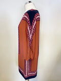 MASSIMO DUTTI 100% SILK MULTI COLOURED PRINT TUNIC TOP/ MINI DRESS SIZE UK 12