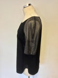 REISS ROXY BLACK MESH SLEEVE TOP SIZE 12