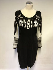 ALICE BY TEMPERLEY BLACK & WHITE PRINT FINE KNIT DRESS SIZE L