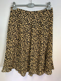 JAEGER CAMEL & BLACK PRINT SILK SKIRT SIZE 12
