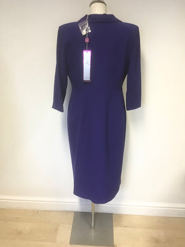 BRAND NEW NATALYIA COUTURE ROYAL BLUE 3/4 SLEEVE COAT STYLE SAMANTHA DRESS SIZE 16