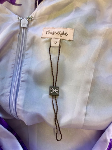 BRAND NEW PHASE EIGHT LILAC & PURPLE FLORAL PRINT OCCASION DRESS SIZE 12