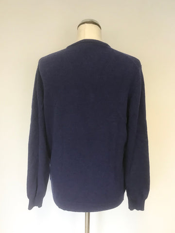 COTSWOLD COLLECTION BLUE PURE NEW WOOL LONG SLEEVE JUMPER SIZE L