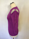 KAREN MILLEN FUCHIA PINK COLD SHOULDER 3/4 SLEEVE JUMPER SIZE M