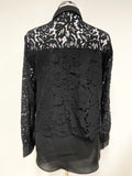 PHASE EIGHT BLACK LACE OVERLAY LONG SLEEVE BLOUSE SIZE 14