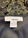 SANS SOUCI BLACK & GOLD LACE OVERLAY SLEEVELESS PENCIL DRESS SIZE S