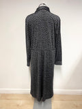K DESIGN GREY & BLACK PRINT LONG SLEEVE MIDI DRESS SIZE XL