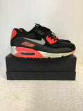 NIKE AIR MAX 90 ESSENTIAL BLACK,WOLF GREY & ATOMIC RED TRAINERS SIZE 9/44