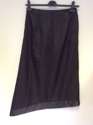 SONJA MAROHN DARK BROWN WRAP ACROSS SLEEVELESS TOP & LONG ASYMETIC SKIRT SIZE 12