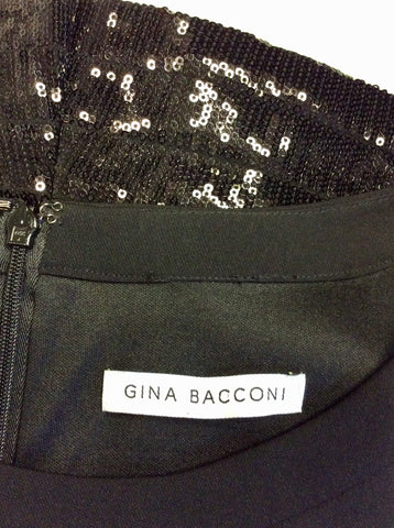 GINA BACCONI BLACK & WHITE SEQUINNED TRIM SPECIAL OCCASION DRESS SIZE 20